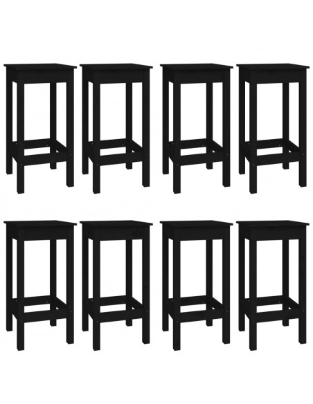 Set da Bar 9 pz Nero in Legno Massello di Pino