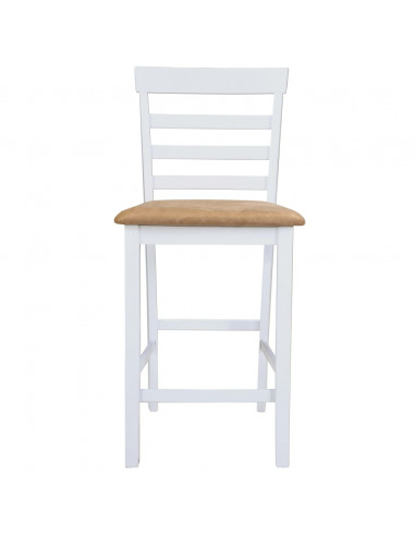 Set Tavolo da Bar in Legno Bianco e 4 Sedie da Bar