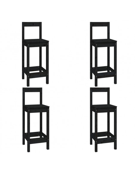 Set da Bar 5 pz Nero in Legno Massello di Pino