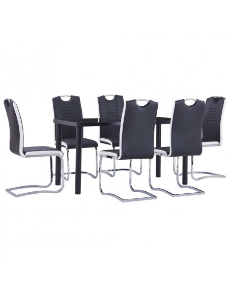 Set Sala da Pranzo 7 pz in Similpelle Nero