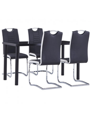 Set Sala da Pranzo 5 pz in Similpelle Nero