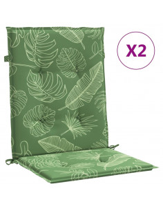 Cuscini per Sedia Schienale Basso 2 pz Motivo Foglie in Tessuto 2