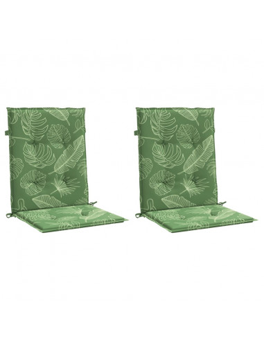 Cuscini per Sedia Schienale Basso 2 pz Motivo Foglie in Tessuto