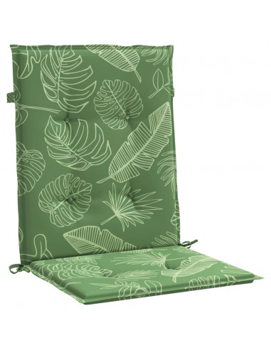 Cuscini per Sedia Schienale Basso 2 pz Motivo Foglie in Tessuto