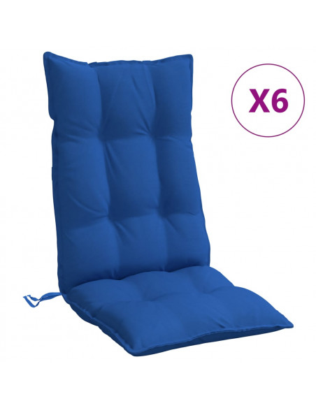 Cuscini Sedia con Schienale Alto 6 pz Blu Reale Tessuto Oxford
