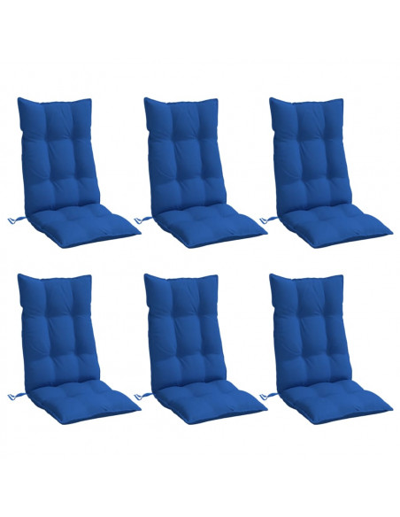 Cuscini Sedia con Schienale Alto 6 pz Blu Reale Tessuto Oxford