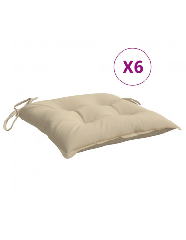 Cuscini per Sedia 6 pz Beige 40x40x7 cm in Tessuto Oxford