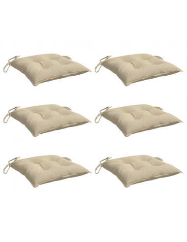Cuscini per Sedia 6 pz Beige 40x40x7 cm in Tessuto Oxford