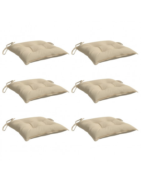Cuscini per Sedia 6 pz Beige 40x40x7 cm in Tessuto Oxford
