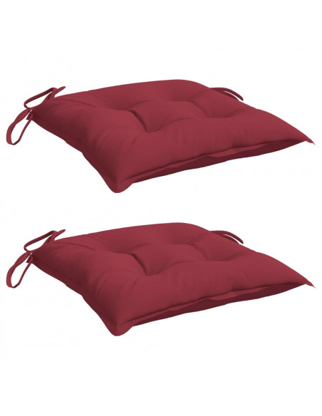 Cuscini per Sedia 2 pz Rosso Vino 40x40x7 cm in Tessuto Oxford