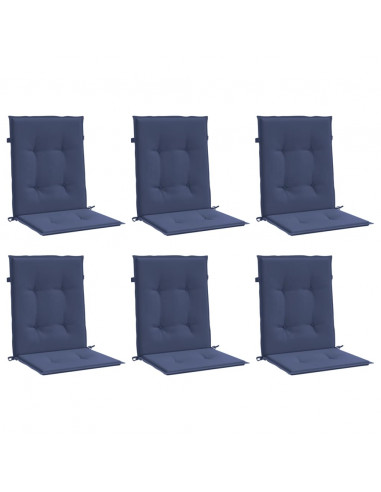 Cuscini Sedia Schienale Basso 6 pz Blu Marino in Tessuto