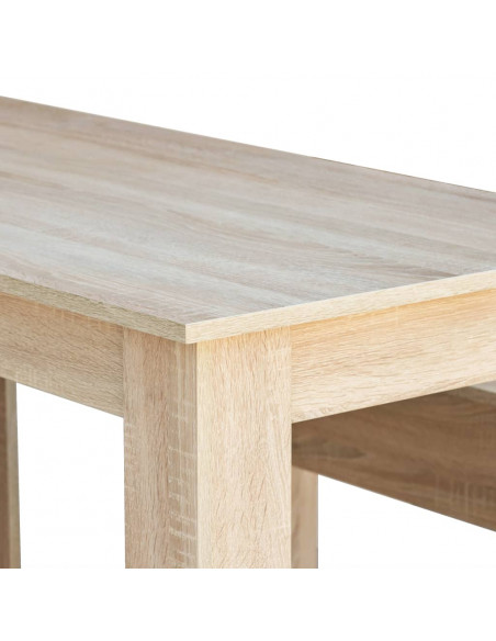 Tavolo da Pranzo e Panche 3 pz in Legno Multistrato Rovere