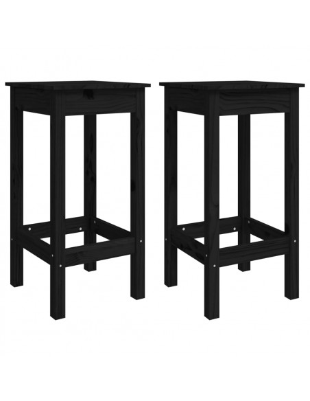 Set da Bar 5 pz Nero in Legno Massello di Pino