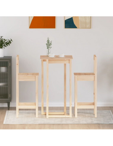 Set da Bar 3 pz in Legno Massello di Pino