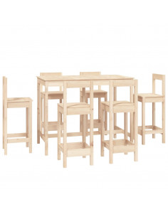 Set da Bar 7 pz in Legno Massello di Pino 2