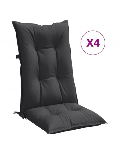 Cuscini Sedia Schiena Alta 4 Antracite Mélange 120x50x7 Tessuto