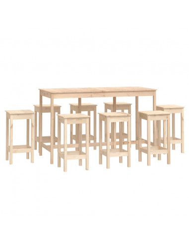 Set da Bar 9 pz in Legno Massello di Pino