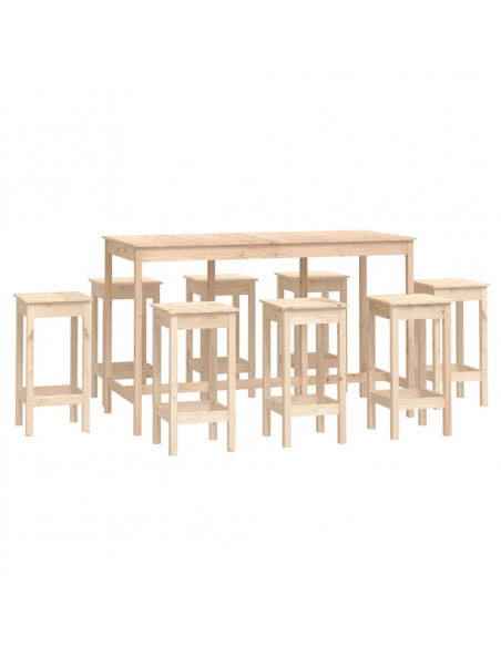 Set da Bar 9 pz in Legno Massello di Pino