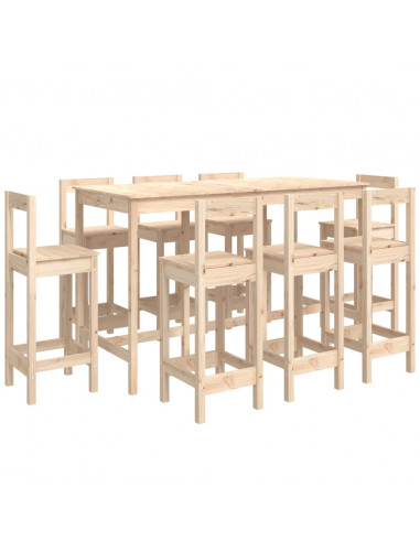 Set da Bar 9 pz in Legno Massello di Pino