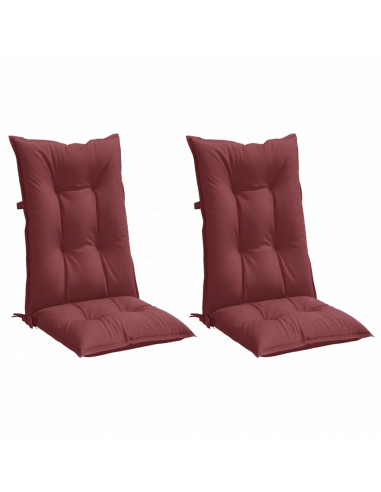 Cuscini Sedia Schiena Alta 2 Rosso Vino Mélange 120x50x7 cm