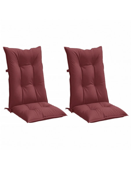 Cuscini Sedia Schiena Alta 2 Rosso Vino Mélange 120x50x7 cm