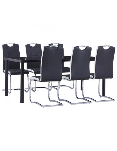 Set Sala da Pranzo 7 pz in Similpelle Nero