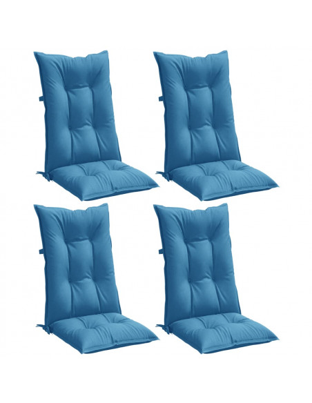 Cuscini Sedia Schiena Alta 4 Blu Mélange 120x50x7 Tessuto