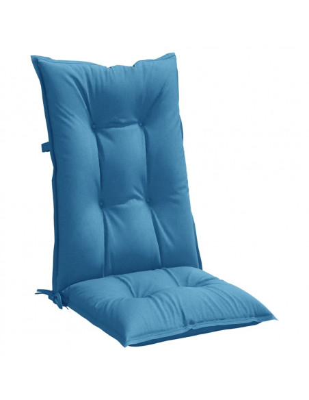 Cuscini Sedia Schiena Alta 4 Blu Mélange 120x50x7 Tessuto
