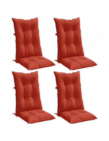 Cuscini Sedia Schiena Alta 4 Rosso Mélange 120x50x7 Tessuto