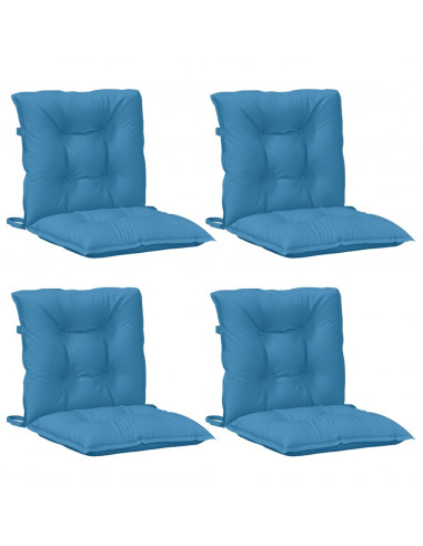 Cuscini Sedia Schiena Bassa 4 pz Blu Mélange 100x50x7 Tessuto