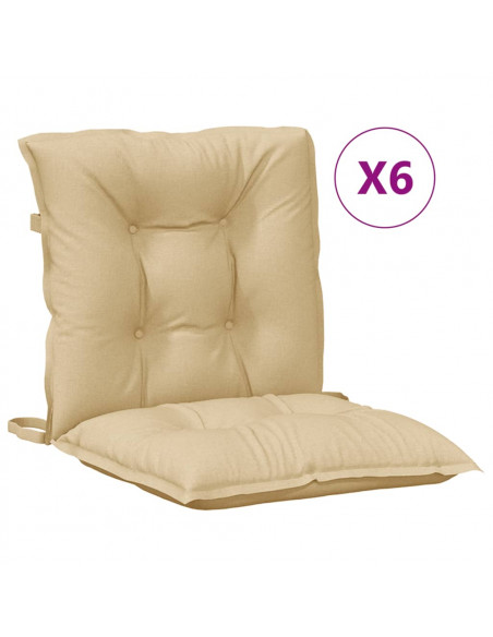 Cuscini Sedia Schiena Bassa 6 pz Beige Mélange 100x50x7 Tessuto