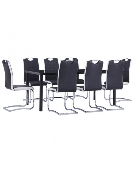 Set Sala da Pranzo 9 pz in Similpelle Nero
