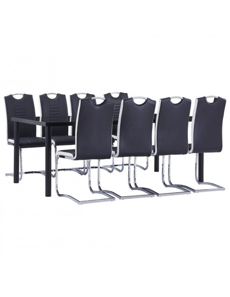Set Sala da Pranzo 9 pz in Similpelle Nero