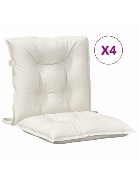 Cuscini Sedia Schiena Bassa 4 pz Crema Mélange 100x50x7 Tessuto