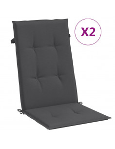 Cuscini Sedia Schiena Alta 2 Antracite Mélange 120x50x4 Tessuto 2