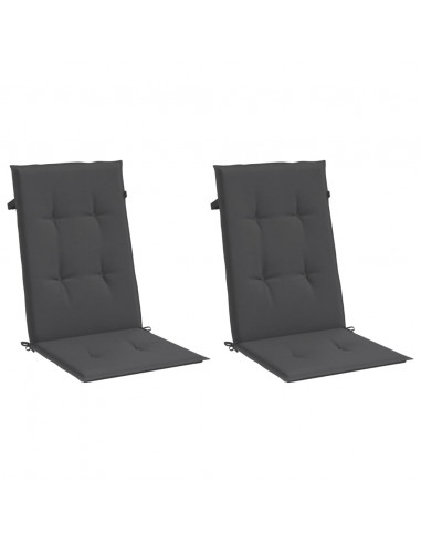 Cuscini Sedia Schiena Alta 2 Antracite Mélange 120x50x4 Tessuto