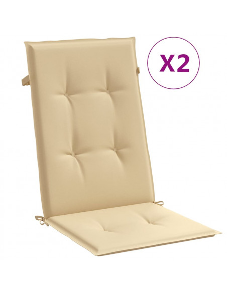 Cuscini Sedia Schiena Alta 2 Beige Mélange 120x50x4 Tessuto