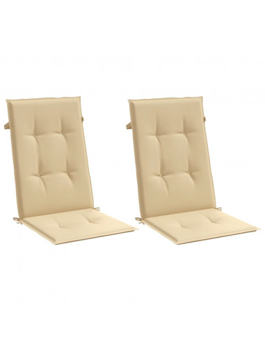 Cuscini Sedia Schiena Alta 2 Beige Mélange 120x50x4 Tessuto