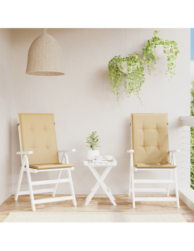 Cuscini Sedia Schiena Alta 2 Beige Mélange 120x50x4 Tessuto