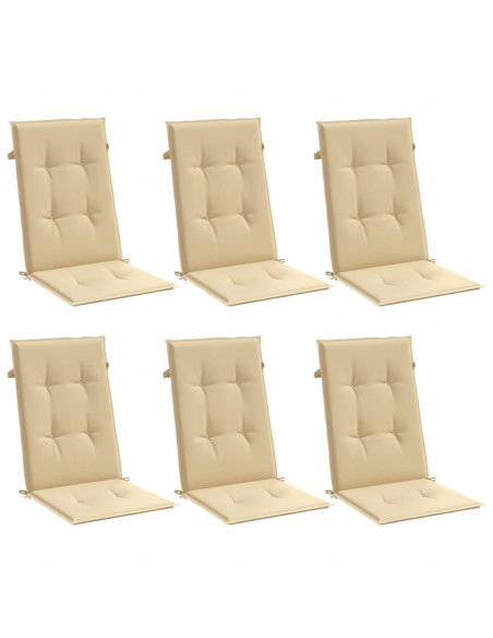 Cuscini Sedia Schiena Alta 6 Beige Mélange 120x50x4 Tessuto