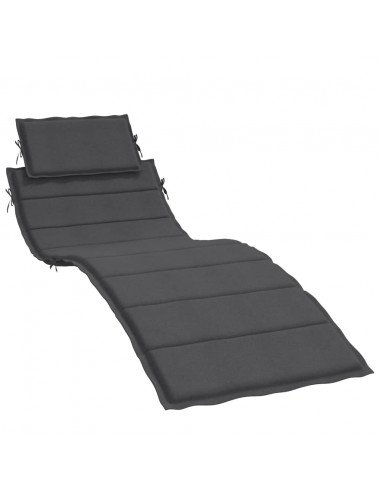 Lettino Prendisole con Cuscino Antracite Mélange 186x58x3cm