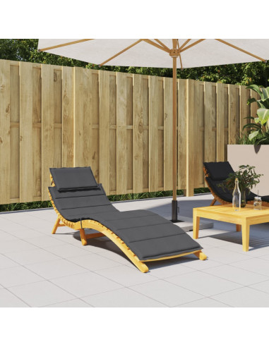 Lettino Prendisole con Cuscino Antracite Mélange 186x58x3cm