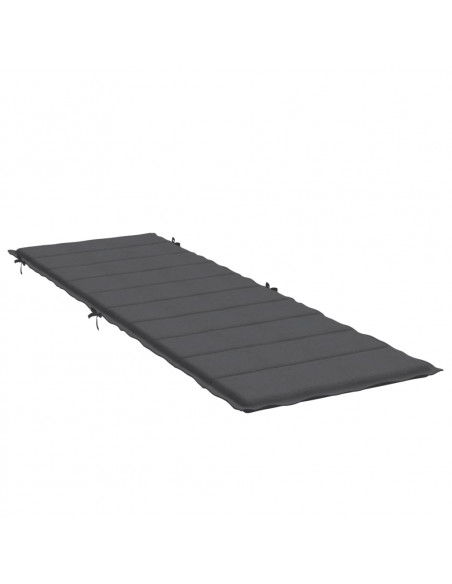 Lettino Prendisole con Cuscino Antracite Mélange 186x58x3cm