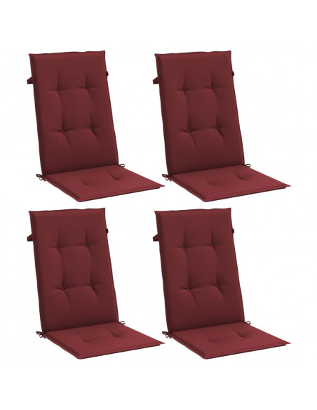 Cuscini Sedia Schiena Alta 4 Rosso Vino Mélange 120x50x4 cm