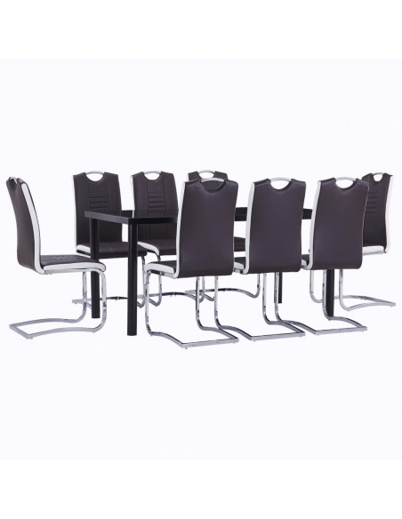 Set Sala da Pranzo 9 pz in Similpelle Marrone