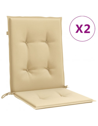 Cuscini Sedia Schiena Bassa 2 pz Beige Mélange 100x50x4 Tessuto