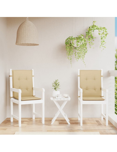 Cuscini Sedia Schiena Bassa 2 pz Beige Mélange 100x50x4 Tessuto