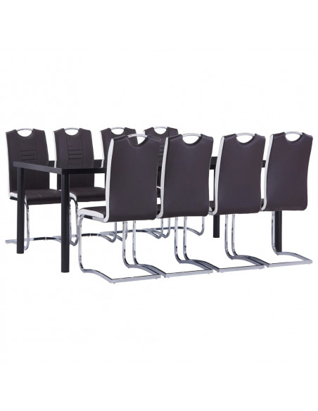 Set Sala da Pranzo 9 pz in Similpelle Marrone
