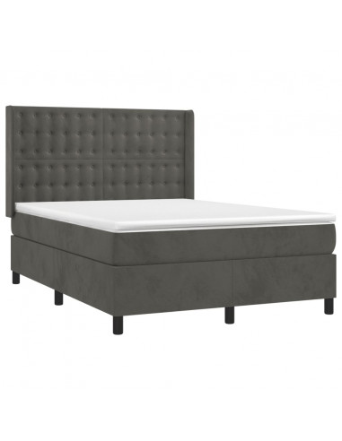 Giroletto a Molle con Materasso Grigio Scuro 140x200 cm Velluto