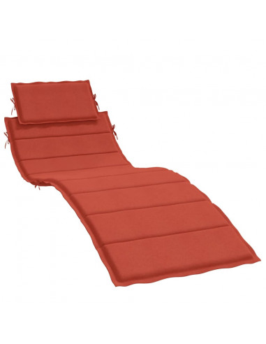 Lettino Prendisole con Cuscino Rosso Mélange 186x58x3cm Tessuto